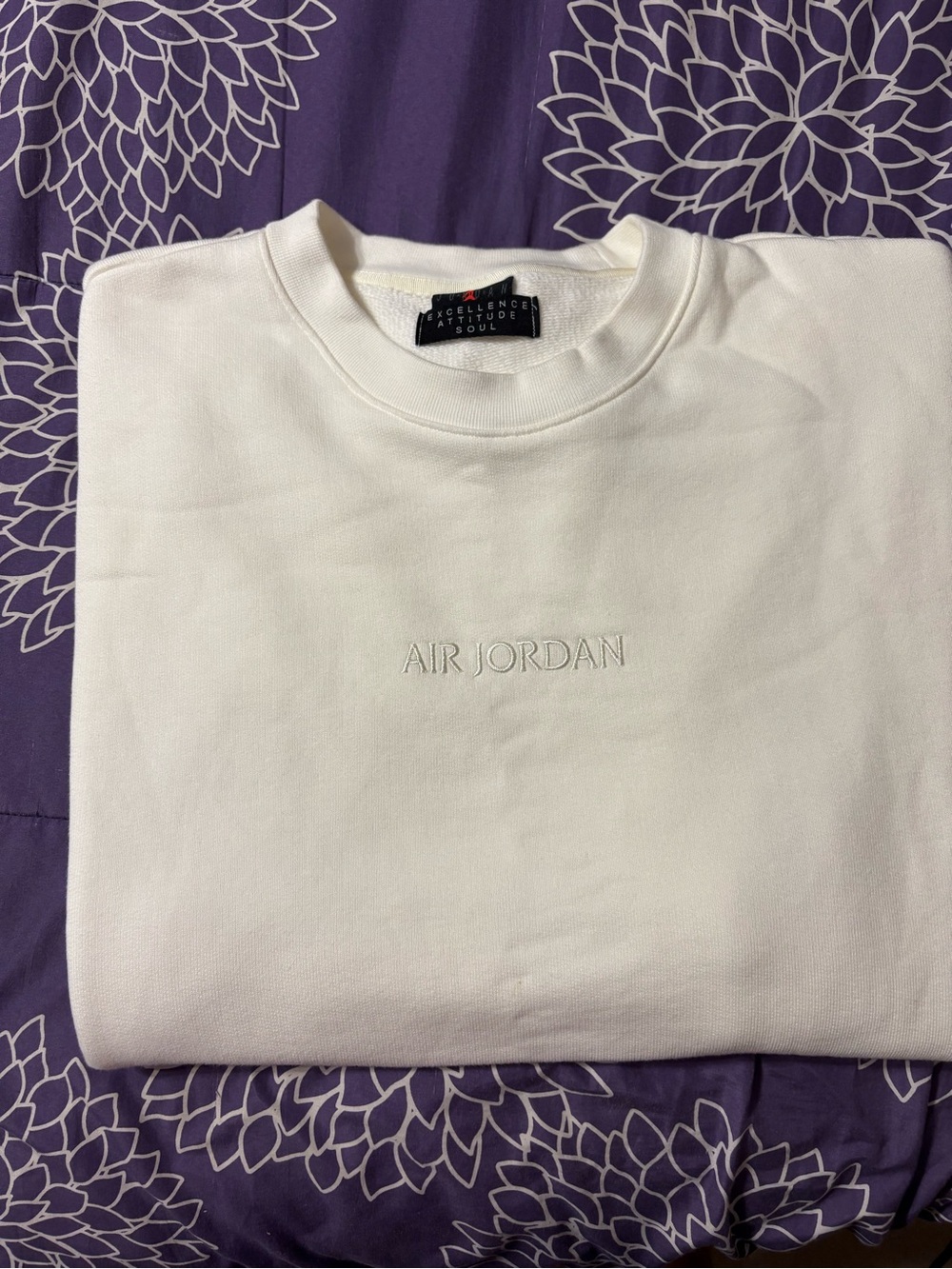 off-white Jordan Wordmark fleece crewneck sweatshirt w clean embroidered chest